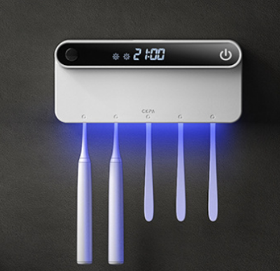 歯ブラシ 除菌器 UV紫外線ライト Philips製除菌ライト 99.9%除菌 UV-C 歯ブラシスタンド 梅雨対策 人感センサー デイスプレイ 定時除菌+手動除菌 壁掛け 滅菌 充電式 コードレス 電動歯ブラシ＆髭剃り対応 <br>