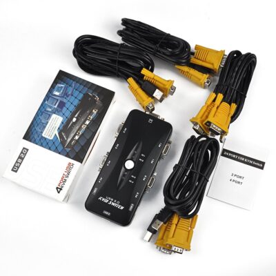 ES-Tune 4ポートUSB2.0 KVM VGAスイッチボックス切替機 パソコン切替器