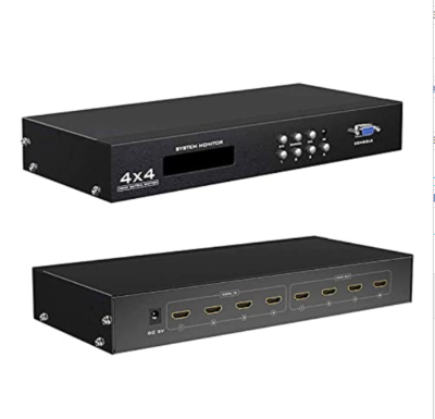 ES-Tune HDMIマトリックス切替器 4入力4出力 3Ｄ 4k*2k RS232制御対応 EDID対応 HDCP1.4 カスタマイズ設定可能 リモコン付き 日本語取扱説明書付属